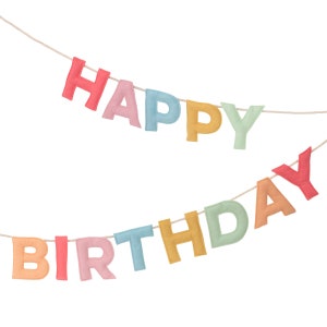 Meri Meri Felt Happy Birthday Garland (10.5&#39; with excess cord - Pack of 1)