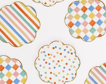 Colorful Pattern Side Paper Party Plates (x 8)