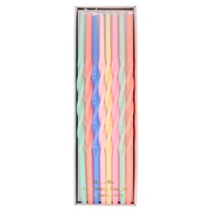 Meri Meri Birthday Candle - Mixed Twisted Long Candles (Pack of 16)