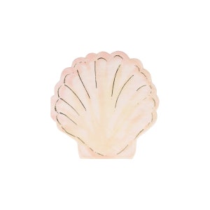 May include: A pink and white seashell with gold accents. The seashell is a decorative element for a home or craft project.