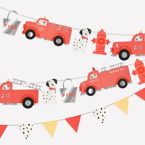 Meri Meri Fire Truck Garland (10&#39; with excess cord - Pack of 1)