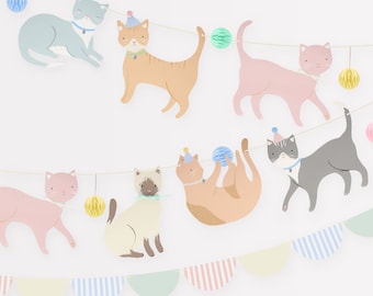 Meri Meri Kitten Garland: Party Decor with Honeycomb Balls (10')