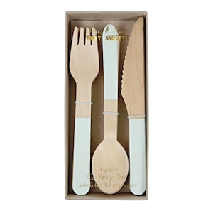 Meri Meri Mint Wooden Cutlery Set (Pack of 24)