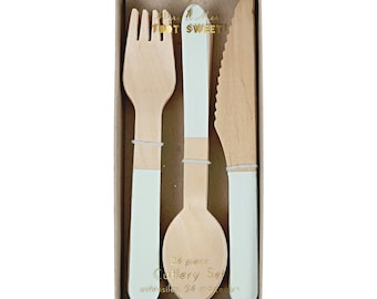 Mint Wooden Cutlery Set (x 24)