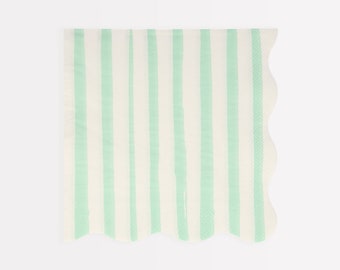 Mint Stripe Large Napkins (x 16)