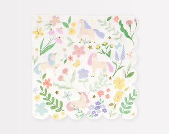 Meri Meri Unicorn Large Napkins | Girls Birthday Party | Party Tableware