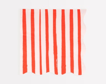 Red Stripe Large Napkins (x 16)