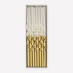 Meri Meri Birthday Candle - Gold Dipped Twisted Candles (Pack of 16)