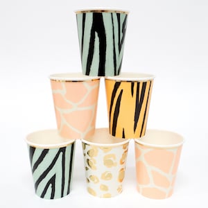 Safari Animal Print Party Cups (x 8)