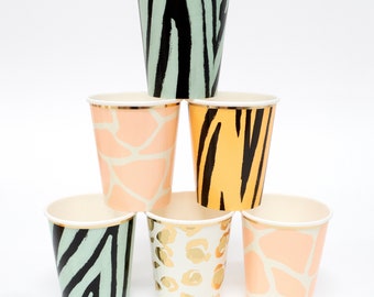 Safari Animal Print Party Cups (x 8)