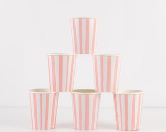 Pink Stripe Cups (x 8)