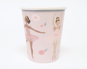 Meri Meri Ballet Cups (8 Pack) | Ballet Party Cups | Elegant Pink for Birthday, Dance Party & Celebrations