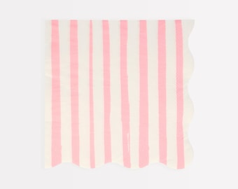 Pink Stripe Large Napkins (x 16)