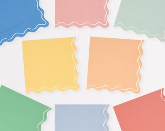 Meri Meri Mixed Wavy Line Large Napkins | Birthday Party Decor | Party Tableware