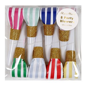 Bright Stripe Party Blowers (x 8)