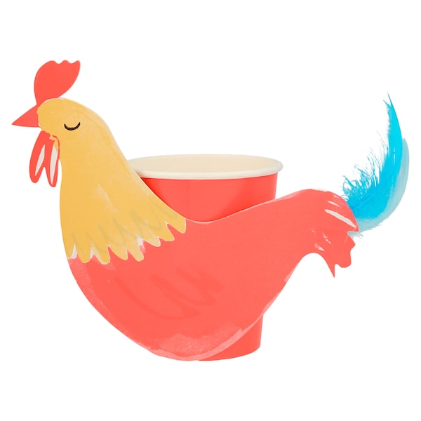 On The Farm Rooster Party Cups (x 8)