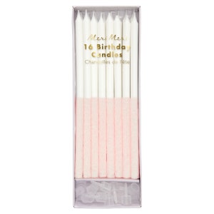 Pale Pink Glitter Dipped Candles (x 16)