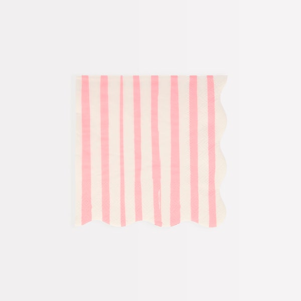 Pink Stripe Small Napkins (x 16)