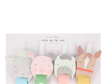 Meri Meri Farm Party Blowers | Kids Birthday Party | Party Favors