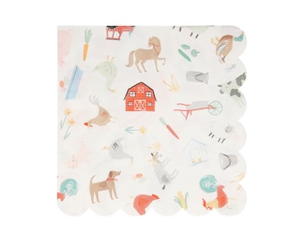 Meri Meri Farm Large Napkins | Kids Birthday Party | Party Tableware