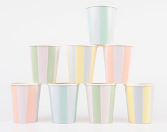 Meri Meri Pastel Stripe Cups | Birthday Party Decor | Party Tableware