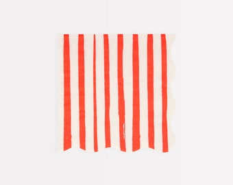 Red Stripe Small Napkins (x 16)