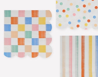 Meri Meri Colorful Pattern Large Napkins (16 Pack) | Bright Paper Napkins | Playful Party Napkins for Birthday & Celebrations