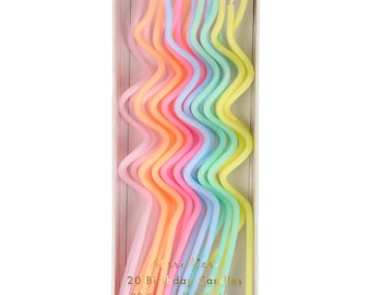 Meri Meri Birthday Candle - Pastel Swirly Candles (Pack of 20)