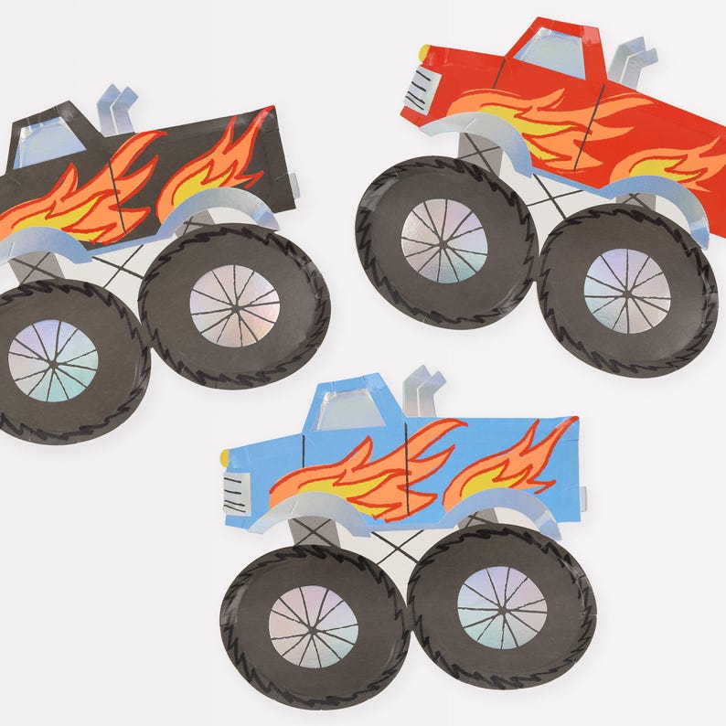 Meri Meri Monster Truck Plates (Pack of 8)