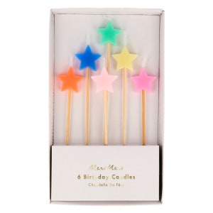 Meri Meri Birthday Candle - Mixed Star Candles (Pack of 6)
