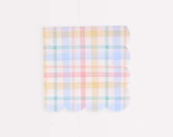 Plaid Pattern Small Napkins (x 16)