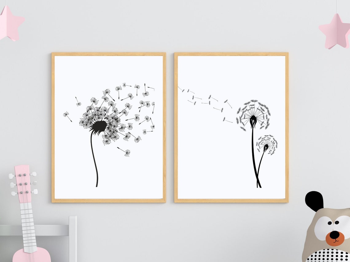 Dandelion Printable, Dandelion Wall Art, Minimalist Prints, Kids Decor ...