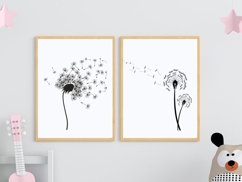 Dandelion Printable, Dandelion Wall Art, Minimalist Prints, Kids Decor ...