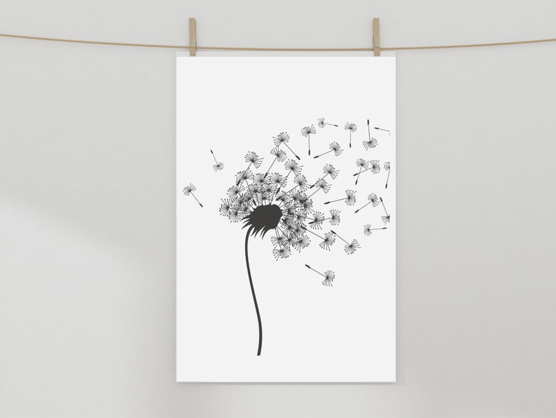 Dandelion Printable, Dandelion Wall Art, Minimalist Prints, Kids Decor ...