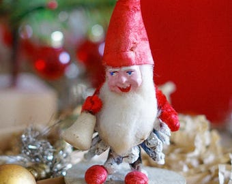Antique german collectible pine cone elf pixie gnome figurine christmas ornament 1950-1960