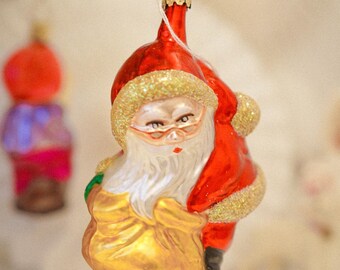 Vintage german Inge Glas lauscha glass christmas ornament santa