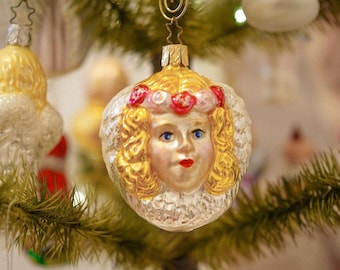 Vintage Inge Glas Angel Christmas Ornament: German Painted Glass