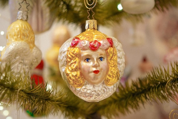 Vintage Inge Glas Angel Christmas Ornament: German Painted Glass