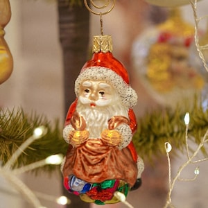 Vintage german Inge Glas lauscha glass christmas ornament santa