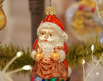 Vintage german Inge Glas lauscha glass christmas ornament santa