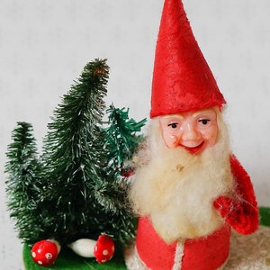 Antique german collectible santa elf pixie gnome figurine christmas ornament 1950-1960