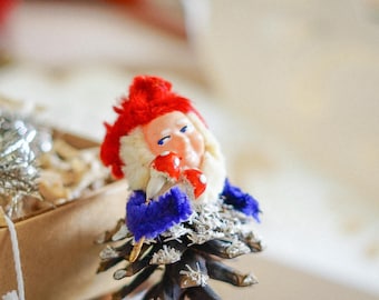 Antique German Pine Cone Elf Figurine: Collectible Christmas Ornament