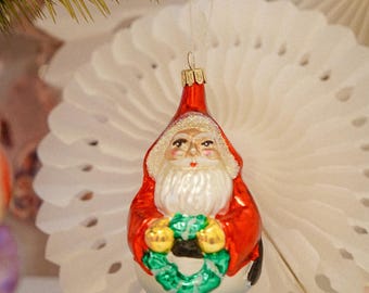 Vintage german Inge Glas lauscha glass christmas ornament santa