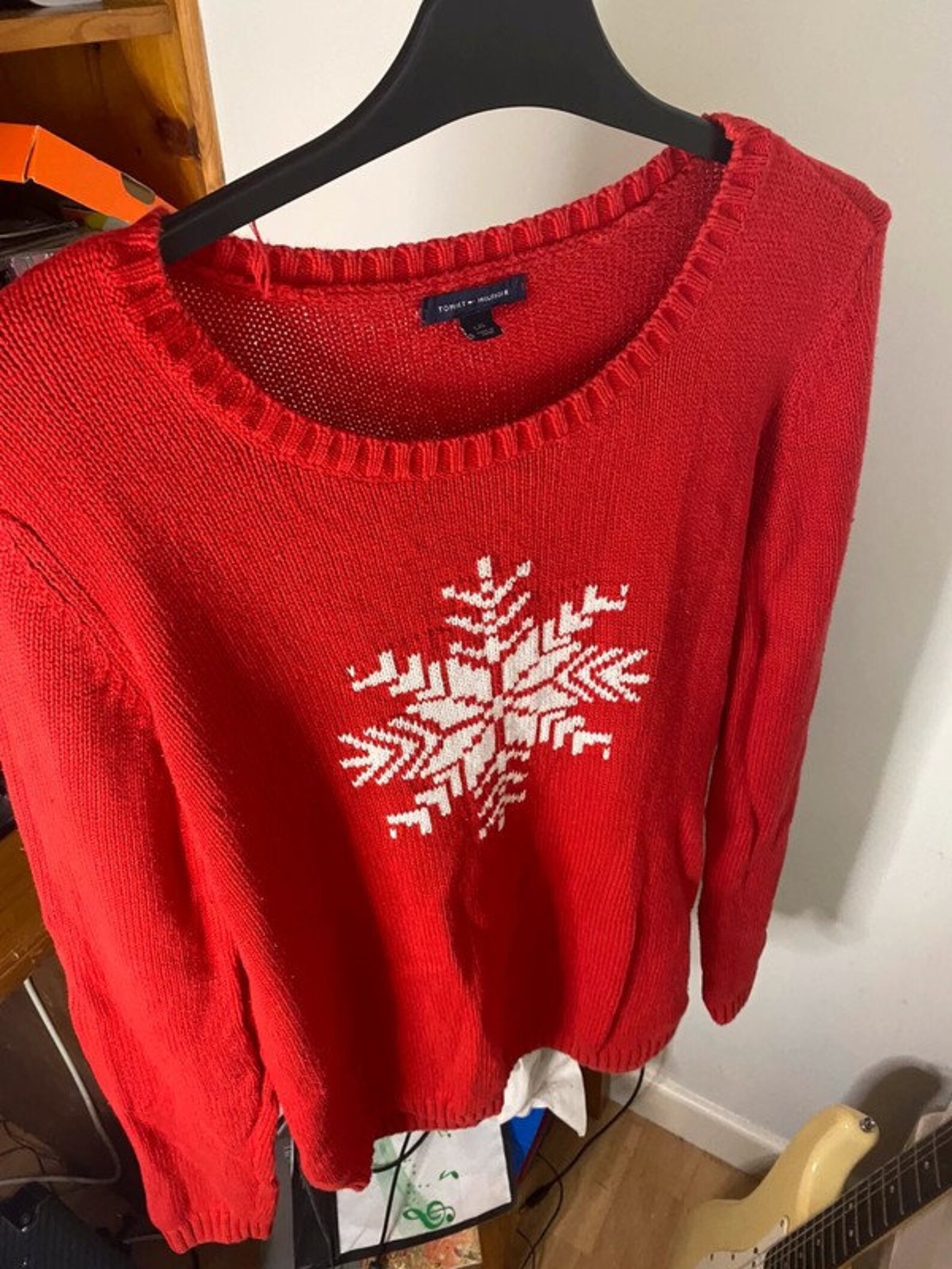 Red Tommy Hilfiger Knitted Jumper L/12 | Etsy