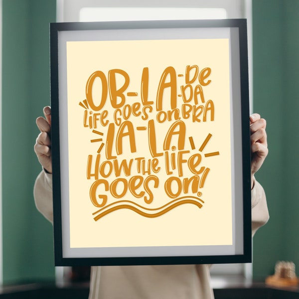 Beatles Lyric Poster Life Goes On | 8.5x11 11x14 16x20 20x24 | Digital Download Print