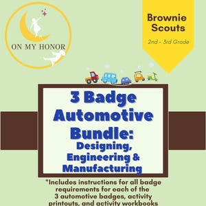 Brownie Girl Scouts 3 Automotive Badge Activity Plan Bundle: Educational STEM Activity for Girls