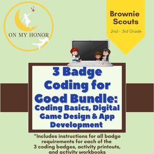 Brownie Girl Scouts 3 Coding Badge Activity Plan Bundle: Educational STEM Activity for Girls