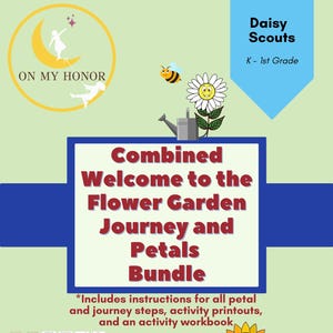 Ensemble de plans d'activités : excursion dans un jardin de fleurs avec tous les pétales pour les éclaireuses marguerites : apprentissage éducatif pour les filles