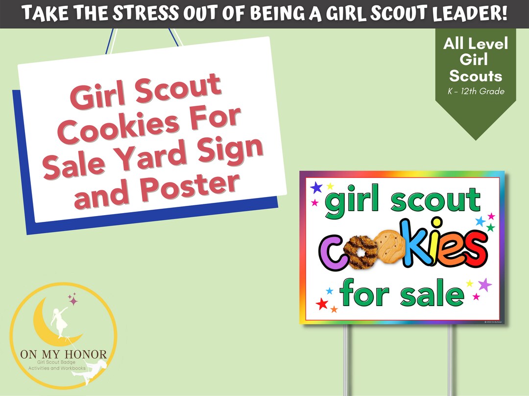 Girl Scout Cookies for Sale Yard Sign Cookie Booth Sale Poster LBB ...