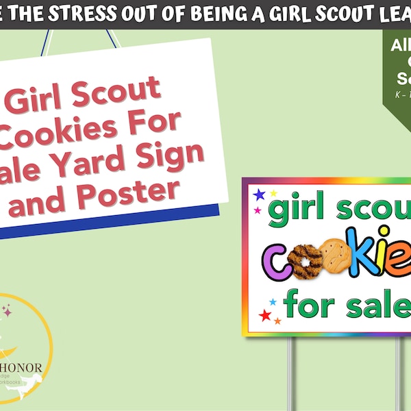 Girl Scout Cookies for Sale Yard Sign Cookie Booth Sale Poster LBB Daisies Brownies Juniors Digital Download